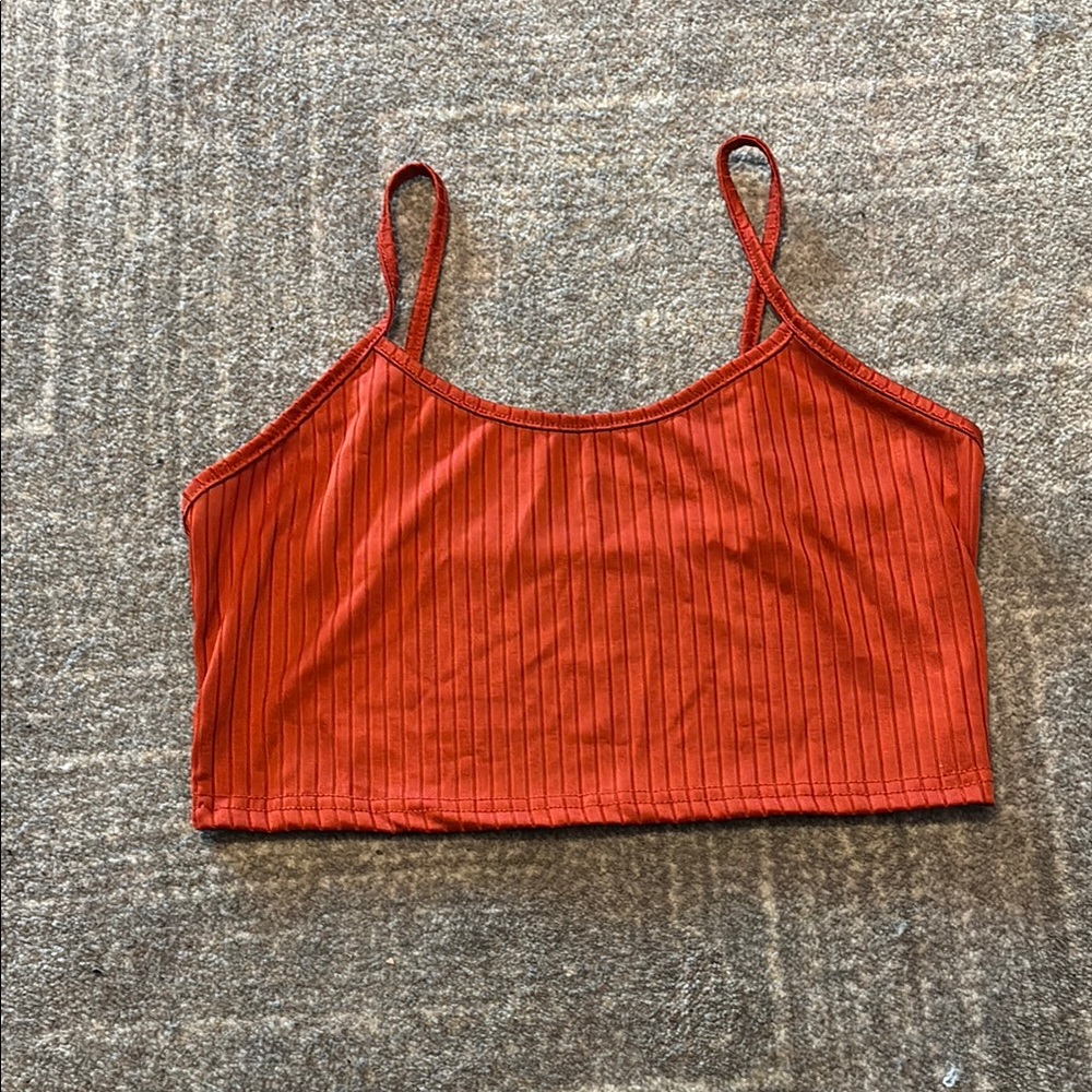 Red Ribbed Crop Top